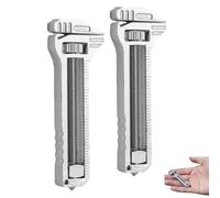 Compact Titanium Multitool, Portable Mini Multitool Wrench, 6-in-1 Mini Alloy Tool, Bottle Opener Keychain Multi Tool, Nail Puller for Outdoor Camping Hiking (2pcs Silver)