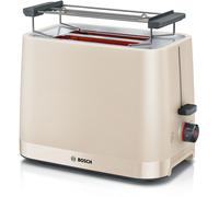 Bosch MyMoment Infuse TAT3M127GB - Compact 2-Slice Toaster with Reheat/Defrost, Foldable Bun Warmer, Auto Shut-Off, High Lift and Crumb Tray, in Cream