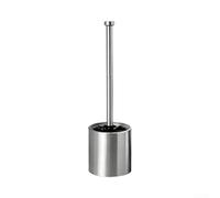 Compact Toilet Brush Holder Set 10x38cm Stainless | Soft silicone bristles, non-scratch glazed surfaces, hygienic cleaning, gentle on bowls, effective stain removal