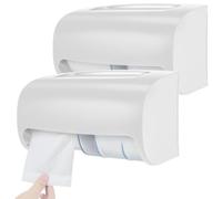 Compact Toilet Paper Dispenser, Two-Roll Closable Toilet Paper Holder, Wall Mount, Side-by-Side Design for Bathroom, Kitchen Accessory,Weiss/Opulenter Garten