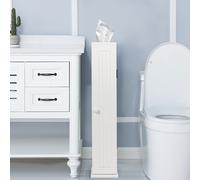 Compact Toilet Tissue Storage Tower Free Standing w/ Door &Top Slot