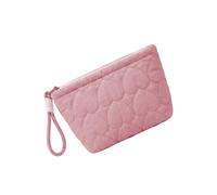 Compact Toiletry Organizer, C | Quilted Heart Makeup Bag, Padded Zipper Pouch, Grab-and-Go Storage for Handbag, Luggage