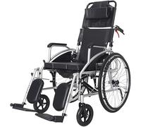 Compact Transport Wheelchair with Adjustable Commode Pan and Padded Seat