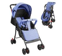 Compact Travel Baby Stroller, Lightweight Infant Pushchair with Canopy Storage Basket Cup Holder, Adjustable Backrest Toddler Strollers Foldable Baby Travel Stroller Up to 10kg (Blue)