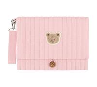 Compact Travel Diaper Bag with Detachable Strap, Water Resistant, Foldable Storage Solution for Parents on Travel, Multifunctional Diaper Bag with Bear Embroidery