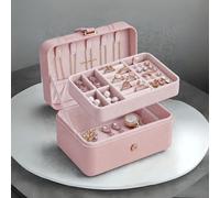 Compact Travel Jewellery Box with Two Layer Storage SONGMICS Pink One Size