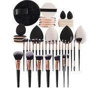 Compact Travel Makeup Kit,45-Piece Complete Makeup Brush Set With Powder Puff | Cosmetic Supplies for Home School Business Trip Indoor Outdoor