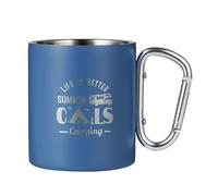 Compact Travel Mug with Carabiner Hook Handle Double Insulated for Camping Use Metal Coffee Mug