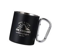Compact Travel Mug with Carabiner Hook Handle Double Insulated for Camping Use Metal Coffee Mug