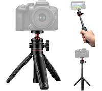 Compact Travel Tripod, Portable Small Tripod with 1/4" Screw 360° Adjustable Ball Head Extendable Selfie Stick Grip for Sony ZV1/RX100 Canon G7X Fujifilm X100V Leica Q2 DSLR/Mirrorless Cameras Phone