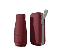 Compact Travel Umbrella, 6-Rib Windproof Folding Umbrella with Capsule Case, Lightweight, Strong for Sun, Rain Protection (Fits Pocket) (Burgundy)