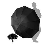 Compact Travel Umbrella Windproof Strong- Automatic Inverted Folding Umbrellas for Wind and Rain, 210T Coating 105cm Span - 10 Ribs Black Portable Umbrella for Men and Women