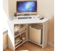 Compact Triangle Desk with Storage - Small Corner Computer Desk for Home Office & Bedroom Stylish Writing Table for Efficient Personal Workspace