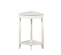 Compact Triangular Wooden Side Table - Vintage Brown/White Corner Table with Storage - Perfect Telephone Shelf for Living Room Hallway or Small Spaces