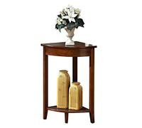 Compact Triangular Wooden Side Table with Storage - Vintage Brown/White Corner Telephone Table - Perfect for Living Room Hallway or Small Spaces