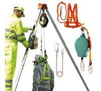 Compact Tripod Rescue System with 1200-2500 lbs Winch & 10m Fall Protection for Confined Spaces, Ideal for High Work, Wells, Pits, and Sewers