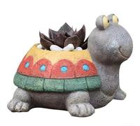 Compact Turtle Resin Flowerpot For Mini Indoor Plants - Handmade With Drainage For Desk Or Shelf Arrangement