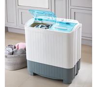 Compact Twin Tub Washing Machine - Portable Mains Powered Gravity Drain Clothes Garment Washer with Washing & Spinning Drum - Ideal for Caravans, Boats, Uni Students, Home Emergencies