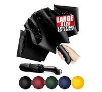 Compact Umbrella Windproof Strong - Automatic Windproof Inverted Umbrellas for Men and Women, 210T Fabric 105cm Span, 10 Large Ribs Black Umbrella