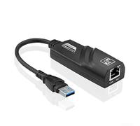 Compact USB to RJ45 Adapter 100Mbps for Laptop | Small 9x4x1cm size, lightweight design, portable travel accessory, black finish, space-saving