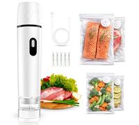 Compact Vacuum Sealer for Food | Handheld Portable Sealer with 30 Reusable Bags & 5 Sealing Clips with Detachable Tank | Rechargeable Cordless Vacuum Sealer for Meal Prep, Freezer Storage & RV Travel