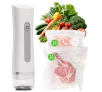 Compact Vacuum Sealer Machine, Protable Vacuum Food Sealer with 30 Reusable Vacuum Bags (Small Size*15, Medium Size*15), Handheld Vacuum Sealer Auto-Stop for Preserving Food, Vegetables, Fruits, Meat