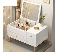 Compact Vanity Table with Bay Window, Elegant Small Space Desk, Modern Makeup Station with Chic Design, Perfect for Bedroom and Living Room Decor