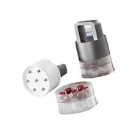 Compact Vertical Fruit Processing Tool Includes Seizure Bin and Gentle Press Down Action Space Saving Kitchen Tool