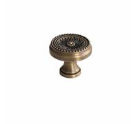 Compact Vintage Brass Cabinet Knob, Array, Yellow Bronze - Sunflower Single Hole, French Vintage