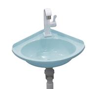 Compact Wall-Mounted Corner Sink with Faucet - Space-Saving Plastic Hand Wash Basin for Small Bathrooms RVs and Outdoor Toilets - Efficient Single Bowl Design