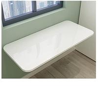 Compact, wall-mounted, folding computer desk with fold-out dining table and storage space - space-saving home office furniture, portable, white, 100 x 40 cm