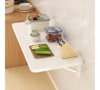 Compact Wall-Mounted Folding Desk, 80x50cm White Console Shelf with 2 Supports, Space-Saving Nightstand nizer, Ideal for Home Office & Small Spaces