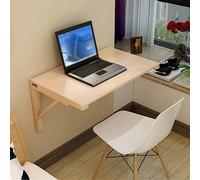 Compact Wall-Mounted Folding Desk, Solid Pine Wood Space-Saving Writing Table for Kitchen, Dining Room, Garden & Corner, Foldable Shelves (L40 x W25 cm)