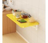 Compact Wall-Mounted Folding Desk, Space-Saving Nightstand nizer with 2 Brackets, Versatile Yellow Shelving Console (50x40cm) - Ideal for Small Spaces
