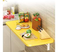 Compact Wall-Mounted Folding Table 16x12in Yellow Drop Leaf Desk Space-Saving Computer & Laundry Station for Small Spaces Ideal for Home Office & Crafting.