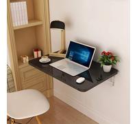 Compact Wall-Mounted Laptop Desk Space-Saving Black Computer Table for Home Office & Study Modern Convertible Workstation (39x16 in) - Perfect for Small Spaces