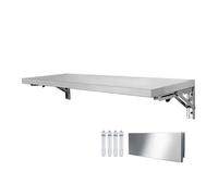 Compact Wall-Mounted Stainless Steel Folding Table - Waterproof Durable Space-Saving Design for Kitchen Bathroom Bar or Home Office - 40CM x 50CM Perfect for Small Spaces