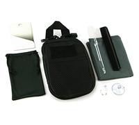 Compact Wash Kit - Travel Set of Stainless Steel Mirror, Microfibre Towel, Comb and Toothbrush in a Tough Nylon Zip-up Pouch. UK-Made.