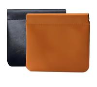 Compact Waterproof Snap-Closure Pouch Set, 2-Pcs Makeup Bags for Purse, Black & Caramel