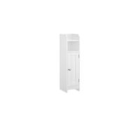Freestanding Slim Bathroom Cabinet with Door and Shelves, Cloud White / 20 x 18 x 80 cm