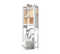 Compact White Bathroom Shelf with Multi-Functional Doors Ideal for Laundry Room & Small Spaces 169 x 51 x 26 cm - Perfect Storage Solution for nizing Essentials