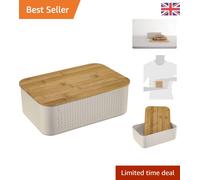 Compact White Bread Box with Bamboo Lid - Perfect for Fresh Bread Storage