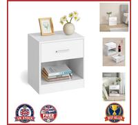 Side Table with Drawer Handle, Classic White