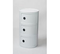 Compact White Round Bedside Table | 3-Tier Corner Nightstand & Small Console for Bedroom & Bathroom Storage | Slim Design Small Cabinet Unit