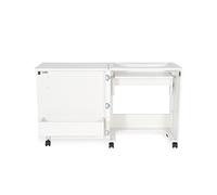 Compact White Sewing Machine Cabinet with Lift Mechanism - 101