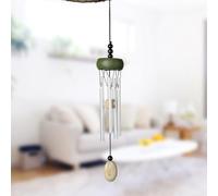 Compact Wind Chime with Aluminum Tubes and Wooden Top for Small-Scale Outdoor Spaces Including Balconies Patios and Window Areas (Green)