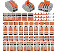 Compact Wire Connectors,120pcs Splicing Connector,2/3/5-port Compact Electrical Connectors Blocks for Solid, Stranded and Flexible Wire Cables