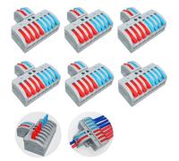 Compact Wire Connectors, CESFONJER 6 Pcs Lever Nut Connector, 2 in 8 Out Electrical Connectors Blocks with 12 Screws, Quick Connection Terminal for Circuit Inline