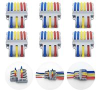 Compact Wire Connectors, CESFONJER SPL-63 6 pcs Quick Connection Terminal, Lever Nut Assortment Conductor, Electrical Connectors Blocks (3 in 6 out)