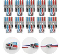 Compact Wire Connectors, CTRICALVER 10 pcs Compact Splicing Connectors, Lever Nut Assortment Conductor, 2 In 4 Out Electrical Connectors Blocks with 26 pcs screws